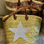 Hand Woven Sequin Beach Baskets - Gold with White Star