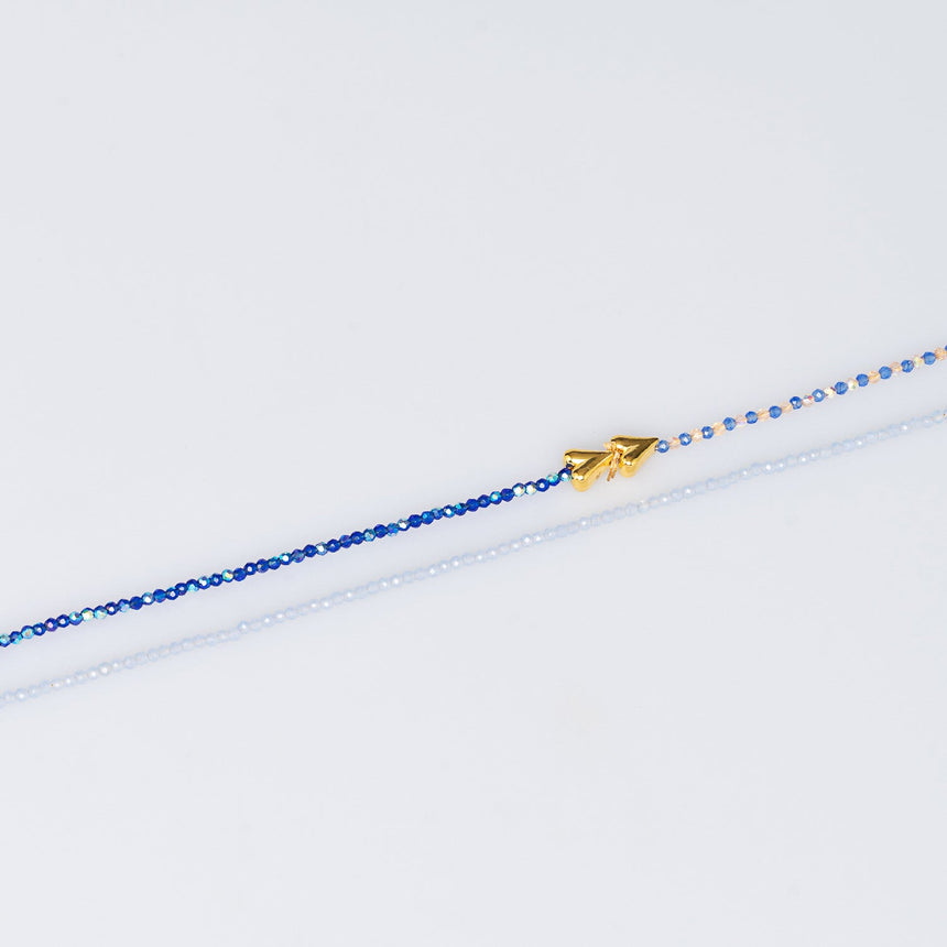 Blue and Gold Beaded Long Necklace
