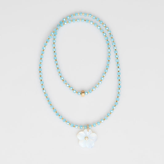 Aqua Blossom Flower Necklace
