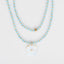 Blue Beaded Long Necklace with Flower Charm