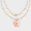 Peach Beaded Long Necklace with Flower Charm