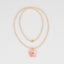 Peach Beaded Long Necklace with Flower Charm