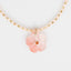 Peach Beaded Long Necklace with Flower Charm