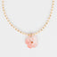Peach Beaded Long Necklace with Flower Charm