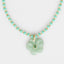 Mint Beaded Long Necklace with Flower Charm