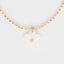 Gold and White Beaded Long Necklace with Flower Charm