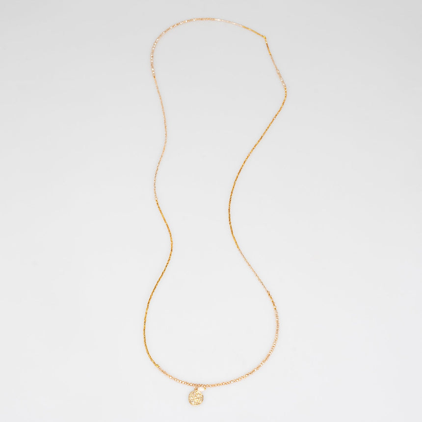Gold Pendant Beaded Long Necklace