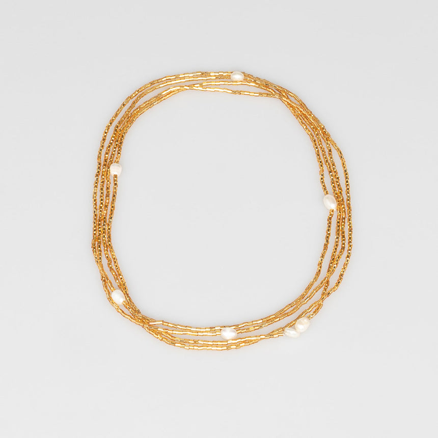 Gold Beaded Long Necklace