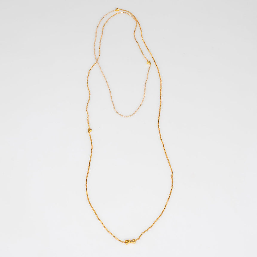 Gold Heart Beaded Long Necklace