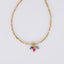Gold and Colour Speckled Beaded Long Necklace