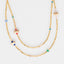 Gold Beaded Long Necklace with Multicolour bead accents