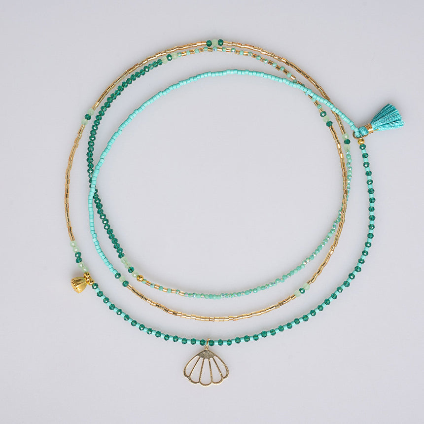 Turquoise Beaded Charm Long Necklace