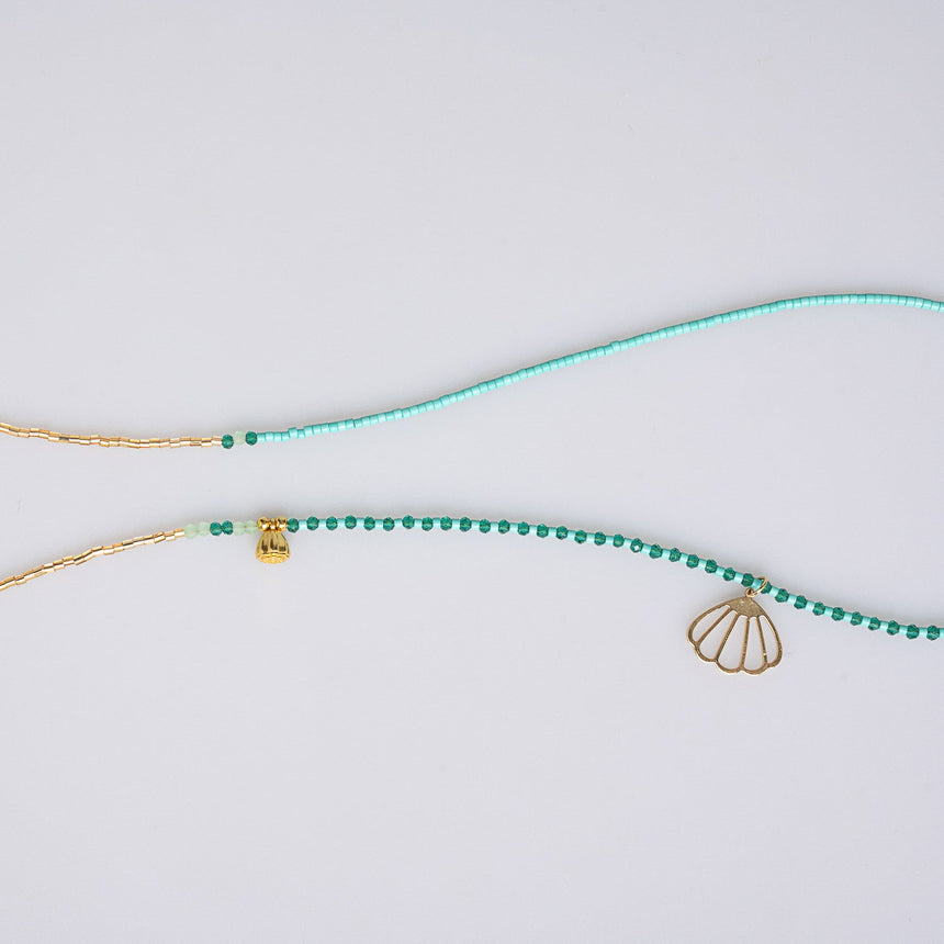 Turquoise Beaded Charm Long Necklace