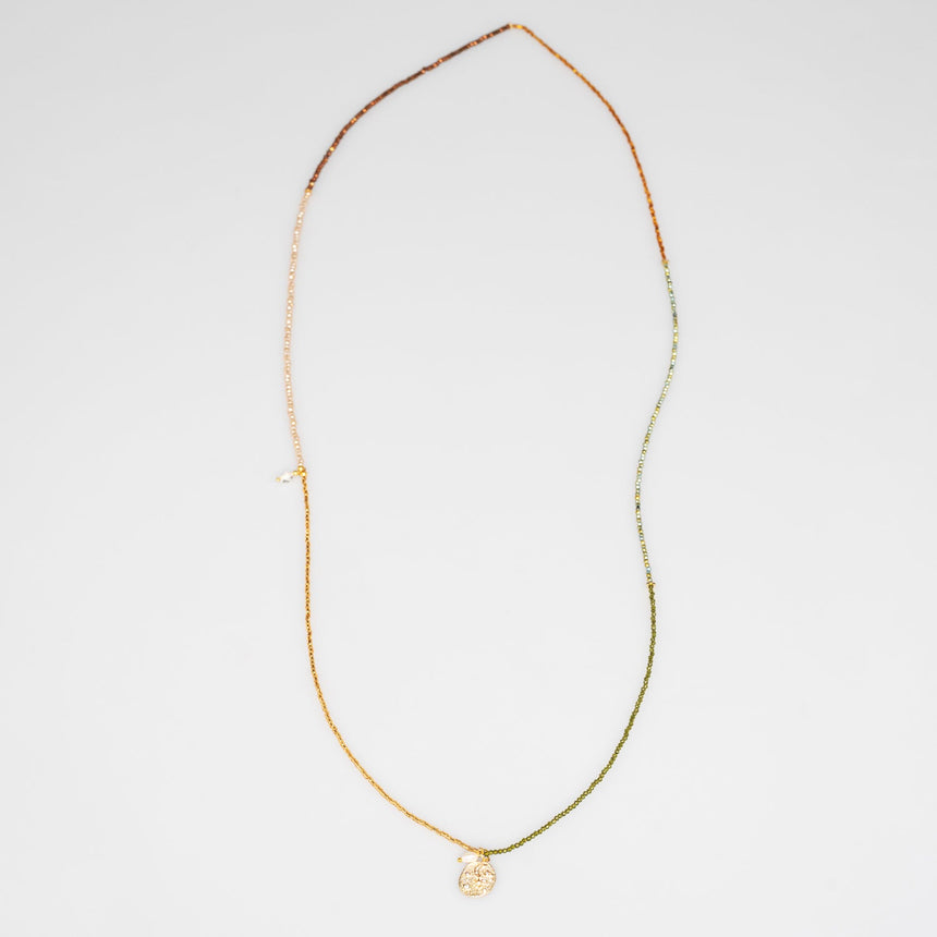 Multicolour Beaded Long Necklace with Sun and Moon Charm