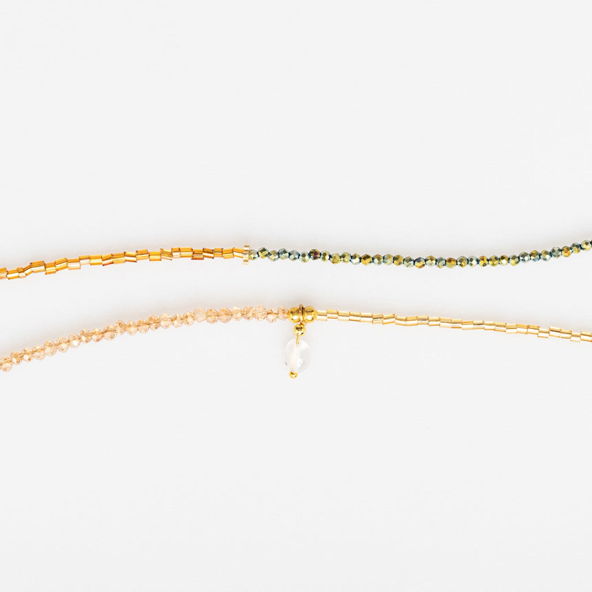 Multicolour Beaded Long Necklace with Sun and Moon Charm