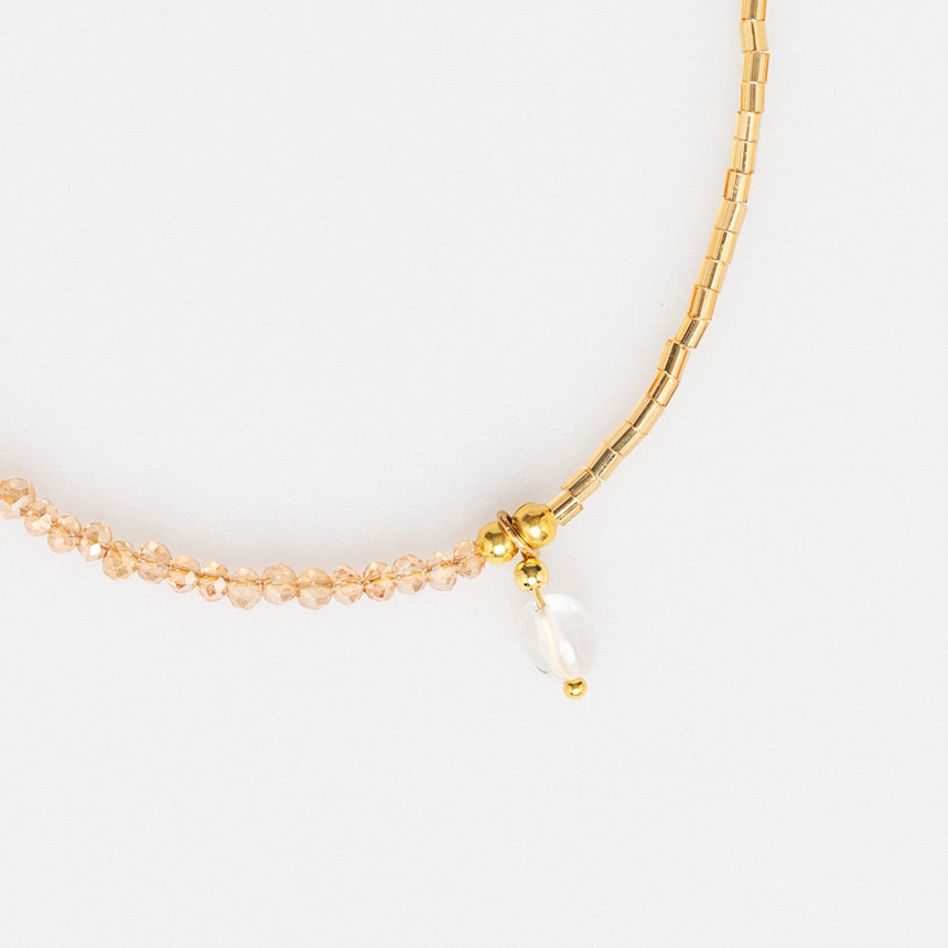 Multicolour Beaded Long Necklace with Sun and Moon Charm