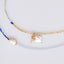 Navy Blue and Gold Beaded Long Necklace
