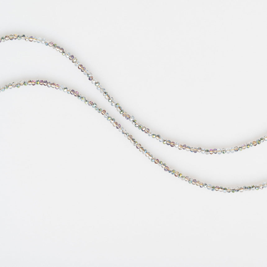 Shimmer Beaded Long Necklace with Heart Charm
