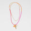 Pink, Tangerine and Gold Charm Beaded Long Necklace