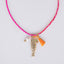 Pink, Tangerine and Gold Charm Beaded Long Necklace