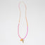 Pink, Tangerine and Gold Charm Beaded Long Necklace