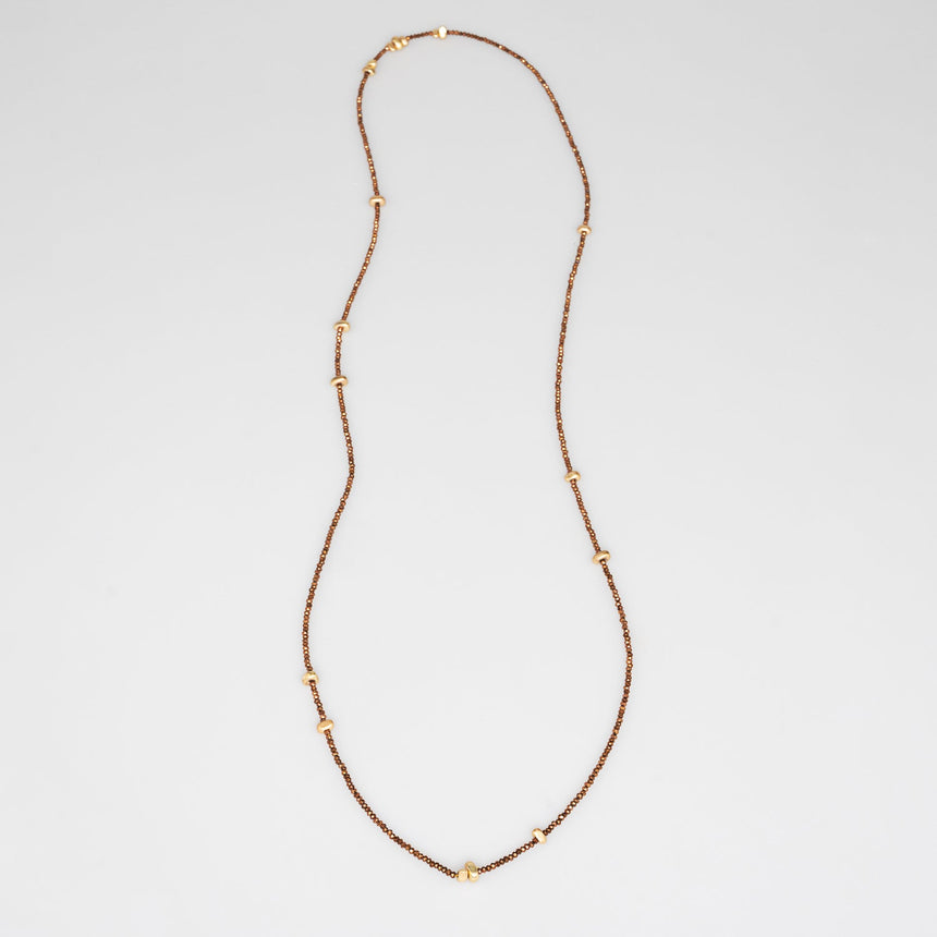 Tawny Gold Beaded Long  Necklace