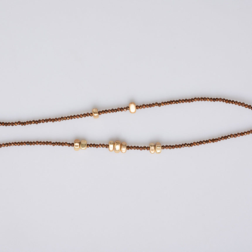 Tawny Gold Beaded Long  Necklace