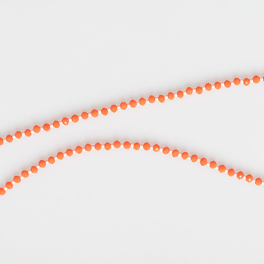 Tangerine Beaded Necklace with Double Fish Charm