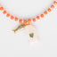 Tangerine Beaded Necklace with Double Fish Charm