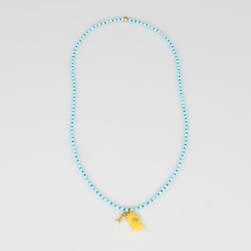 Aqua Fish Charm Necklace