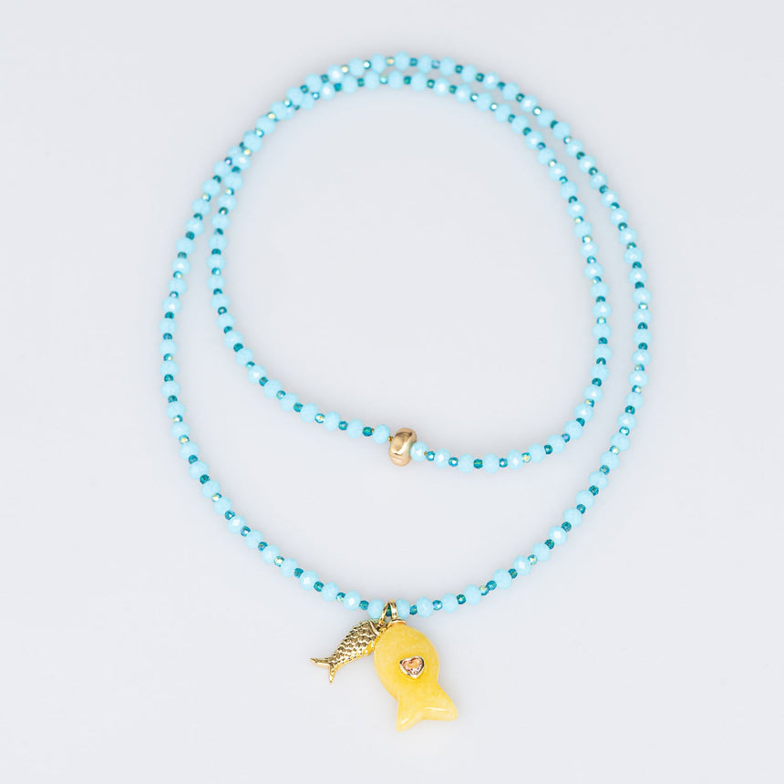Aqua Fish Charm Necklace