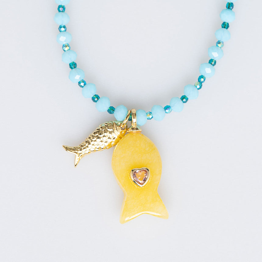 Aqua Fish Charm Necklace