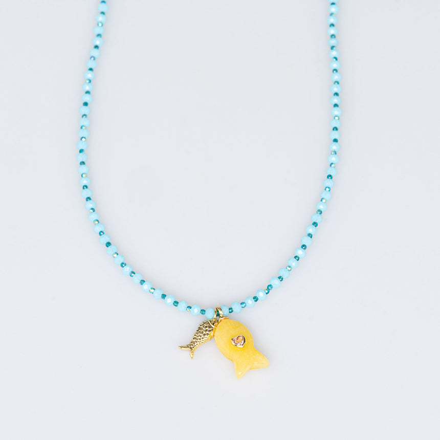 Aqua Fish Charm Necklace