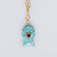 Gold Plated Paper Chain Turquoise Tortoise Shell Fish Charm Necklace