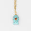 Gold Plated Paper Chain Turquoise Tortoise Shell Fish Charm Necklace