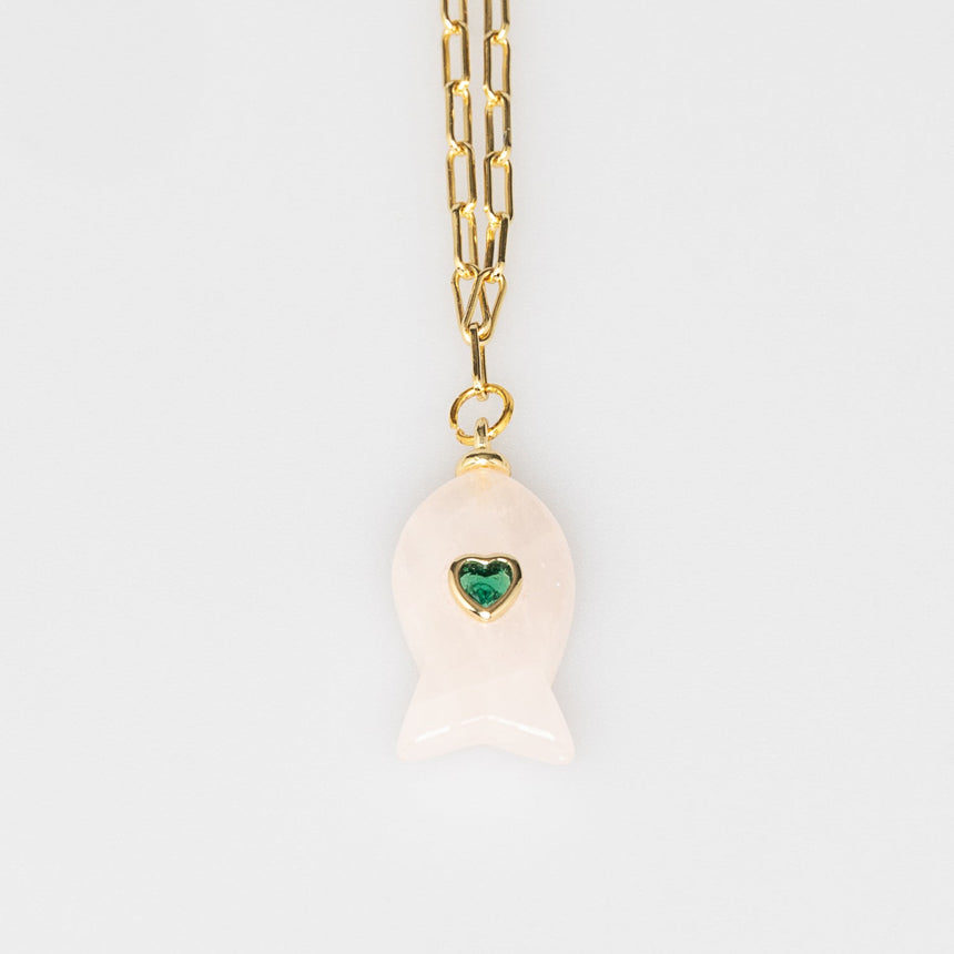 Gold Plated Paper Chain White Fish Charm Necklace