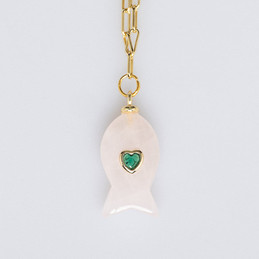 Gold Plated Paper Chain White Fish Charm Necklace