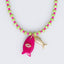 Green and Pink Fish Charm Beaded Necklace