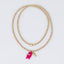 Green and Pink Fish Charm Beaded Necklace