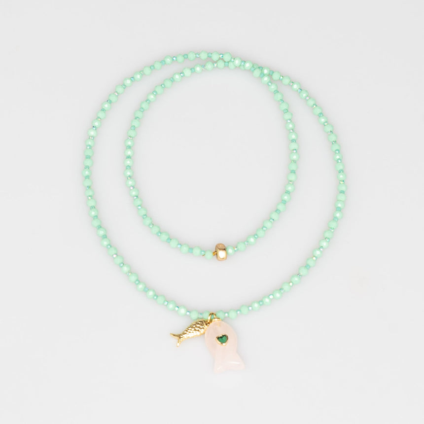 Mint Fish Charm Necklace