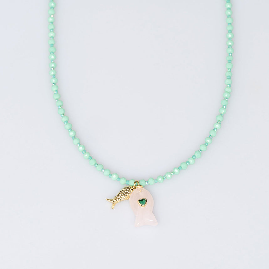 Mint Fish Charm Necklace