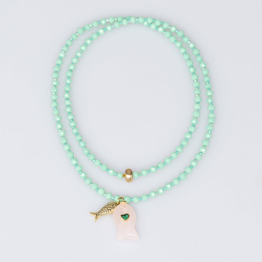 Mint Fish Charm Necklace