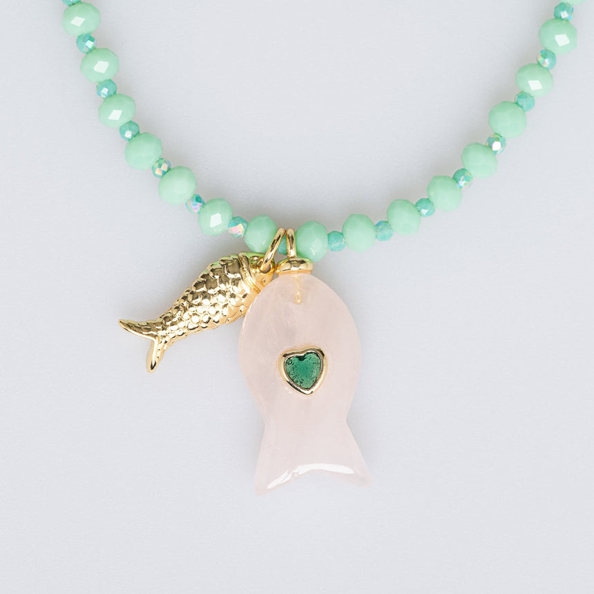 Mint Fish Charm Necklace