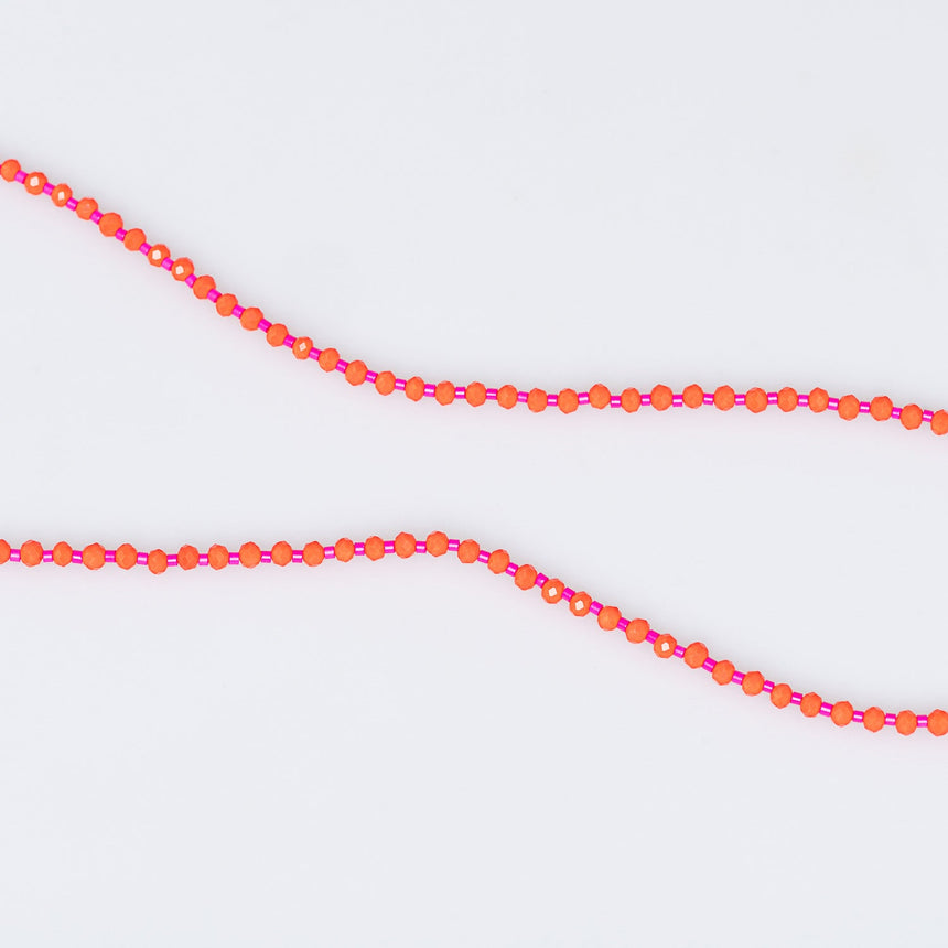 Orange and Pink Fish Charm Beaded Necklace