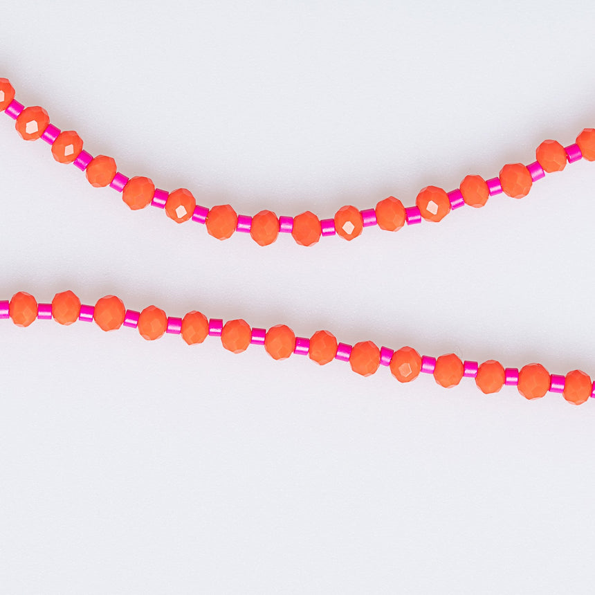 Orange and Pink Fish Charm Beaded Necklace