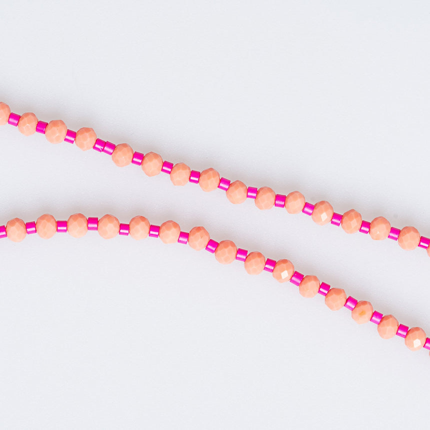 Peach and Pink Fish Charm Beaded Necklace