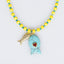 Yellow and Turquiose Fish Charm Beaded Necklace