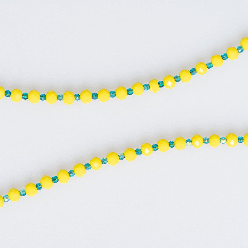 Yellow and Turquiose Fish Charm Beaded Necklace