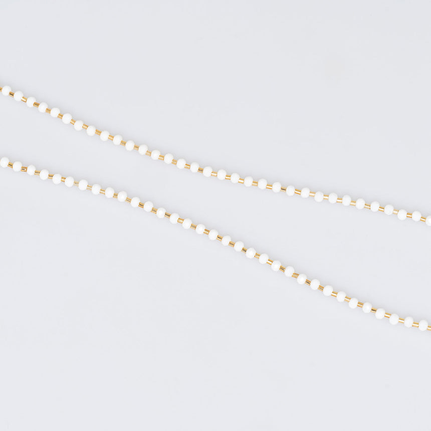 White Heart Stone Long Necklace