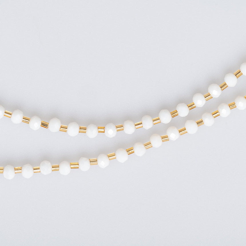 White Heart Stone Long Necklace